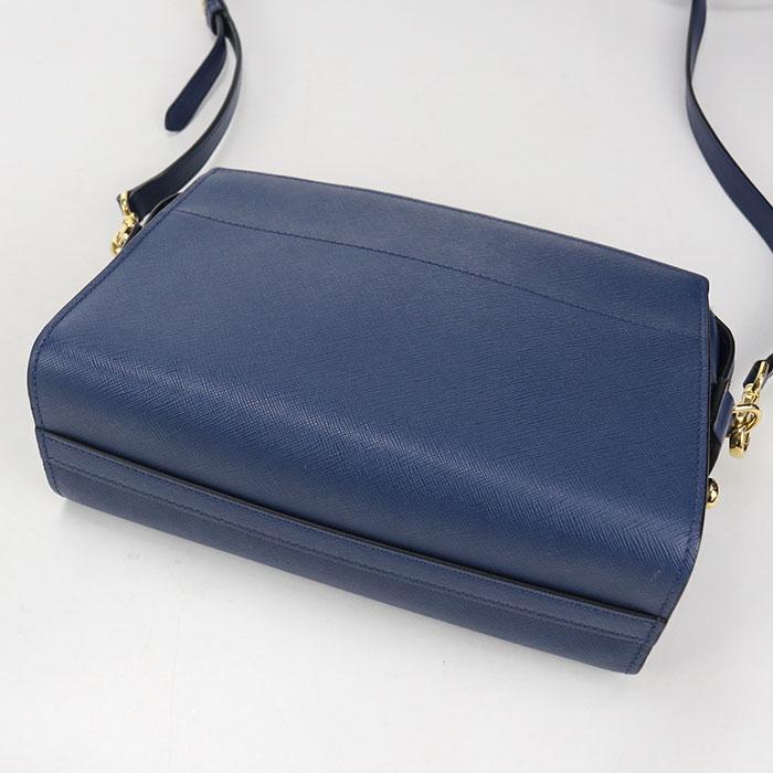 中古良品 PRADA プラダ 斜め掛け ショルダーバッグ 1BH104 レディース ネイビー