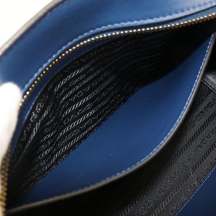 中古良品 PRADA プラダ 斜め掛け ショルダーバッグ 1BH104 レディース ネイビー