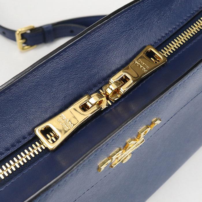 中古良品 PRADA プラダ 斜め掛け ショルダーバッグ 1BH104 レディース ネイビー