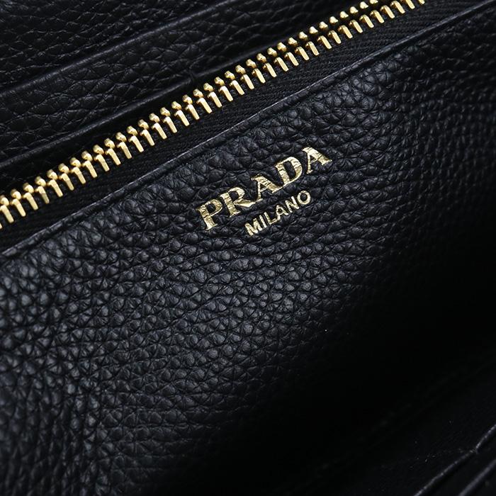 中古良品 PRADA プラダ 長財布ラウンドファスナー 1ML506 2E3A F0002 ジップアラウンド ヴィッテログレインレザー レディースの画像