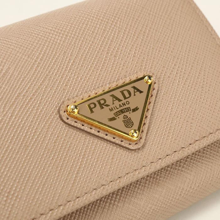 PRADA プラダ 三つ折り財布 レディース レザー ブラウン 1MH043 【公式
