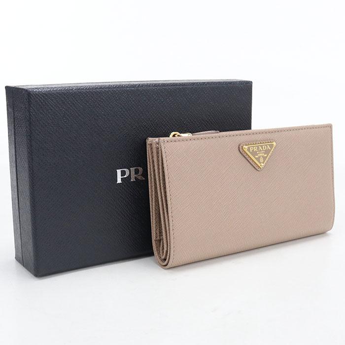 PRADA プラダ サフィアーノ レザー 長財布 二つ折り ベージュ レディース PRADA（プラダ） 中古良品 長財布二折 1ML009 サフィアーノ