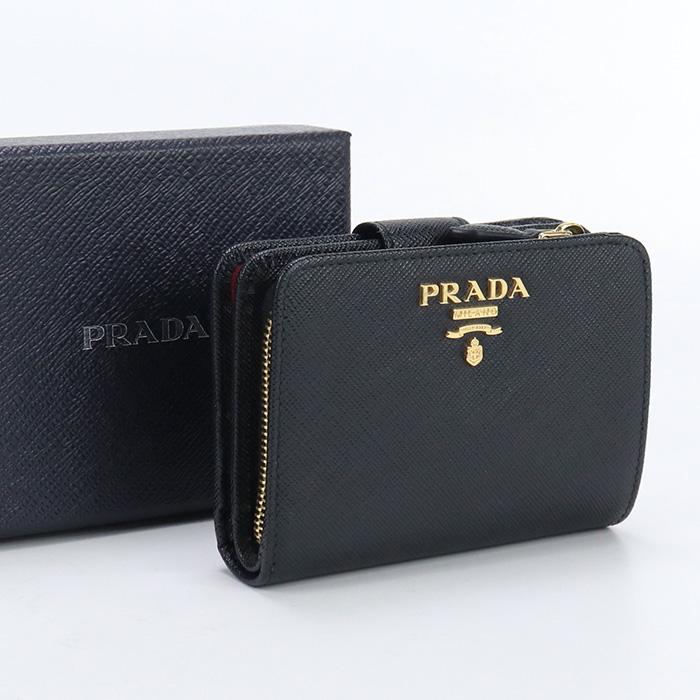 中古良品プラダPRADA サフィアーノマルチカラー二つ折り財布 小銭入れ  