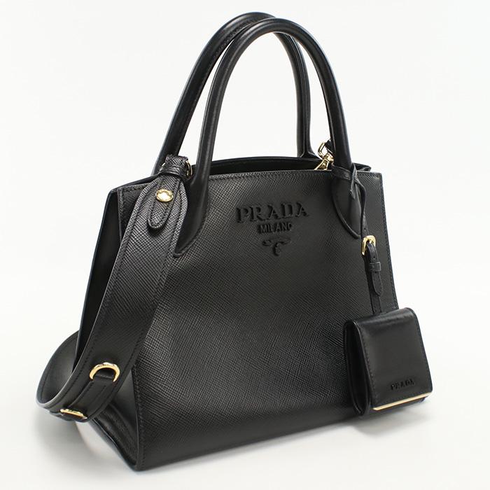 中古良品PRADA プラダ トートバッグ 1BA156 2WAYトートバッグ モノクローム レディース ブラック PRADA（プラダ） 中古良品 トートバッグ 1BA156 2WAYトートバッグ