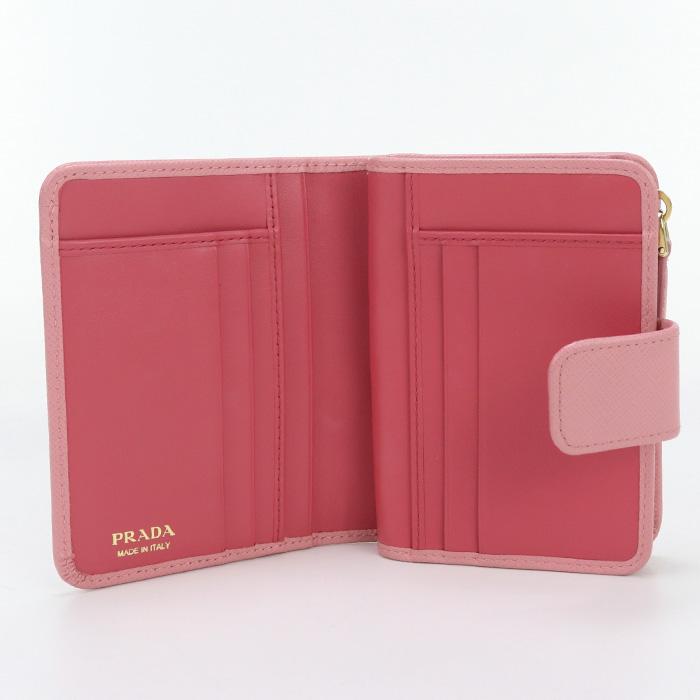 PRADA 中古美品 プラダ 二折財布 1ML018 2B7S F0BTZ サフィアーノ  