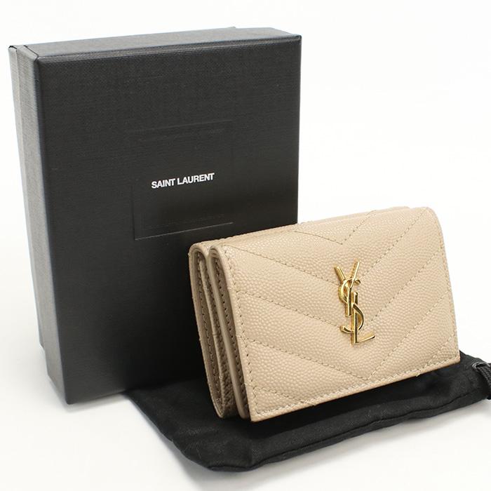 SAINT LAURENT 中古良品 サンローラン 三つ折り財布 668274 タイニー 