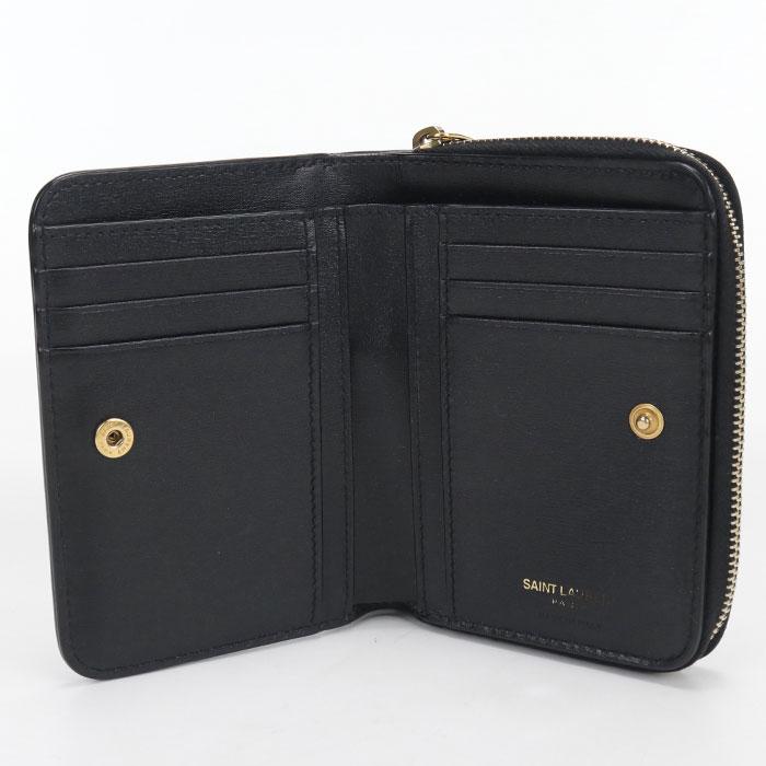 SAINT LAURENT 二つ折り財布 ブラック　美品 SAINT LAURENT 中古良品 サンローラン 二つ折り財布 635263 レディース