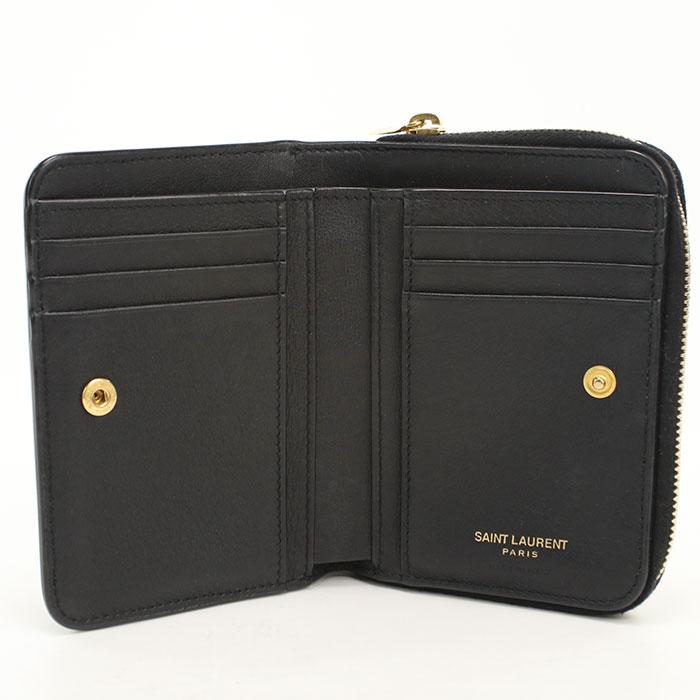 SAINT LAURENT 中古良品 サンローラン 二つ折り財布 532867 YSLロゴ
