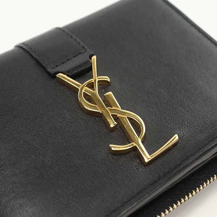 SAINT LAURENT 中古良品 サンローラン 二つ折り財布 532867 YSLロゴ
