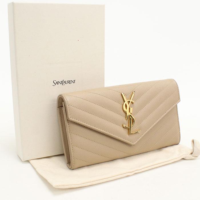 SAINT LAURENT 中古美品 サンローラン 長財布二折 372264 ラージ 