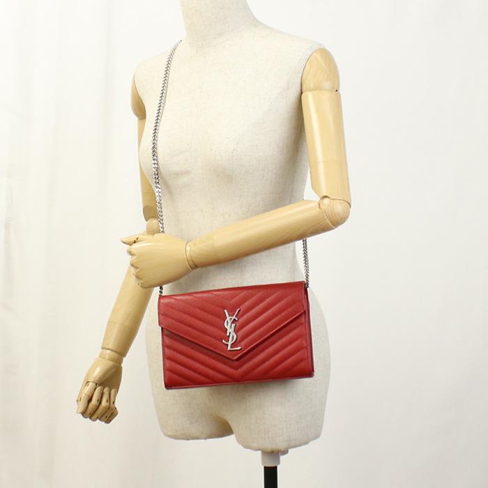 SAINT LAURENT 中古良品 サンローラン チェーンウォレット 377828  