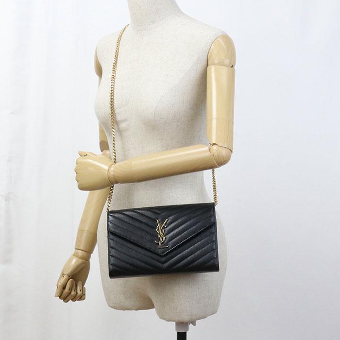 SAINT LAURENT 中古良品 サンローラン チェーンウォレット 377828  