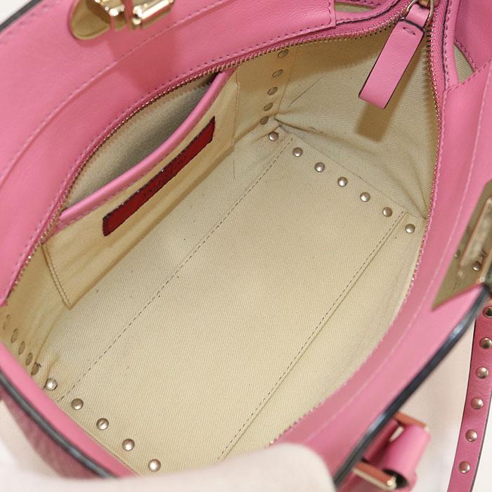 中古良品 Valentino ヴァレンチノ ハンドバッグ 2WAY ロックスタッズ 