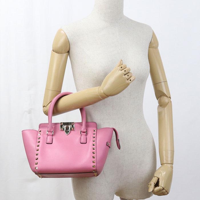 中古良品 Valentino ヴァレンチノ ハンドバッグ 2WAY ロックスタッズ 
