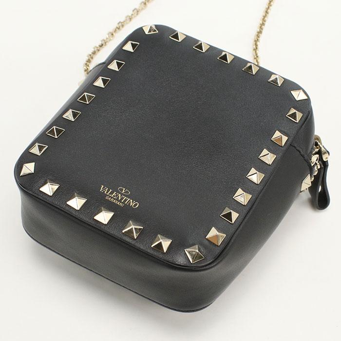 バレンチノチェーンショルダー美品 ヴァレンチノ Valentino ロゴ ショルダーバッグ チェーン レザー