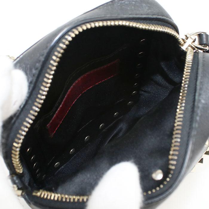 バレンチノチェーンショルダー美品 ヴァレンチノ Valentino ロゴ ショルダーバッグ チェーン レザー
