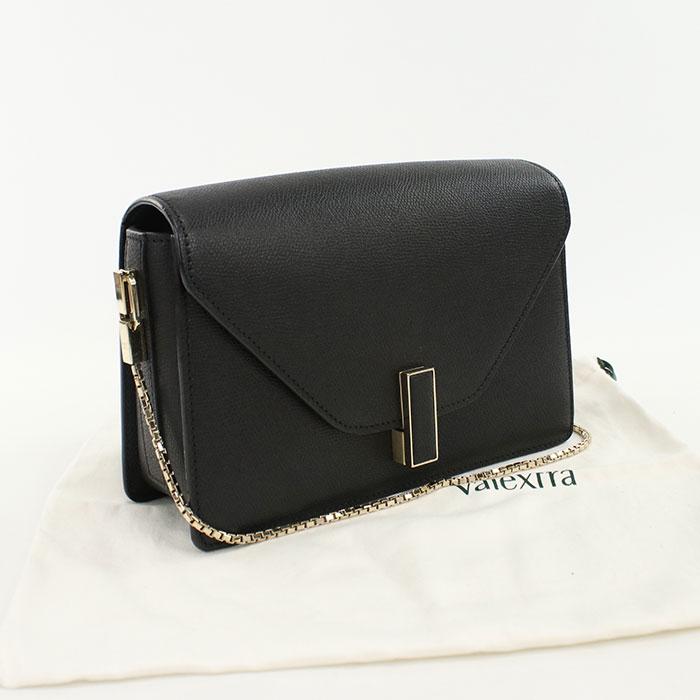 中古美品Valextra ヴァレクストラ ショルダーバッグ チェーン イジィデ レディース ブラック Valextra（ヴァレクストラ） 中古美品 ショルダーバッグ チェーン