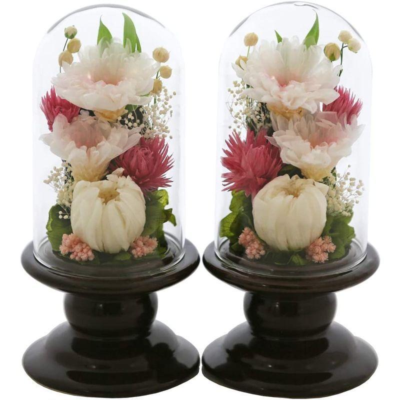 アートフォーシーズン 仏花 ●（茶系）ミニ輪菊glass 対デザイン２個SETピンク プリザーブドフラワー アートフォーシーズン 仏花 茶系 ミニ輪菊glass 対デザイン２個SETピンク プリザーブドフラワー 初七日