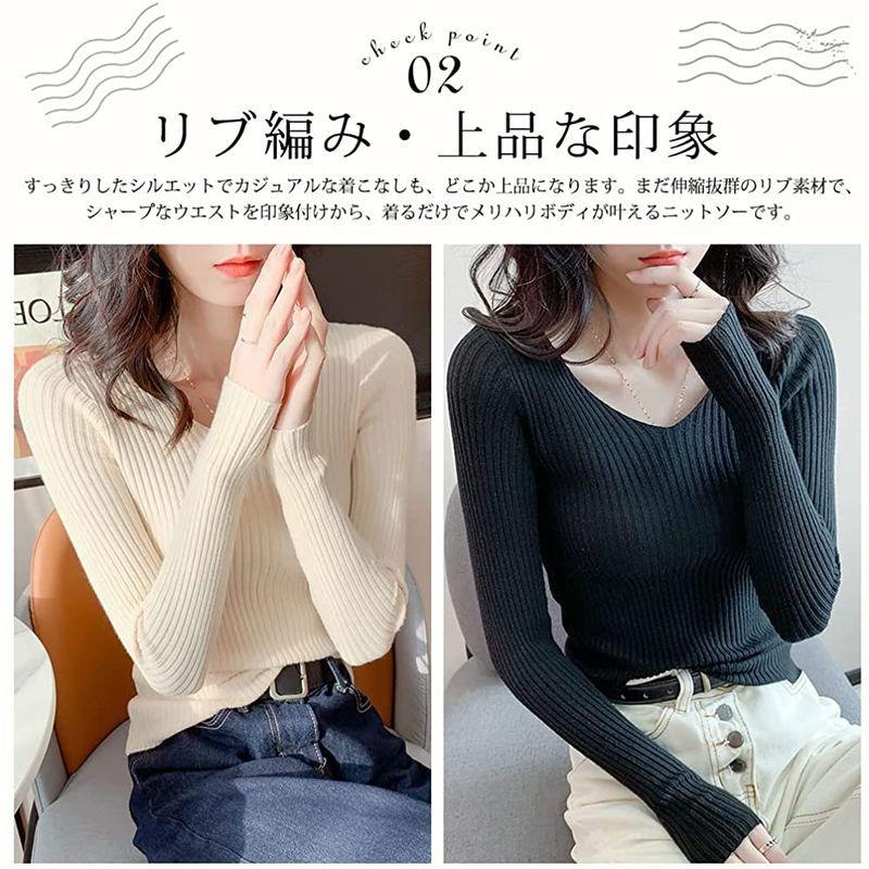 6周年記念イベントが リブニット レディース Vネック セーター 21 浅vネック 大人め高級魅力 鎖骨美人 重ね着 高伸縮 リブ素材 着回し力 華奢見え 薄 Babylonrooftop Com Au