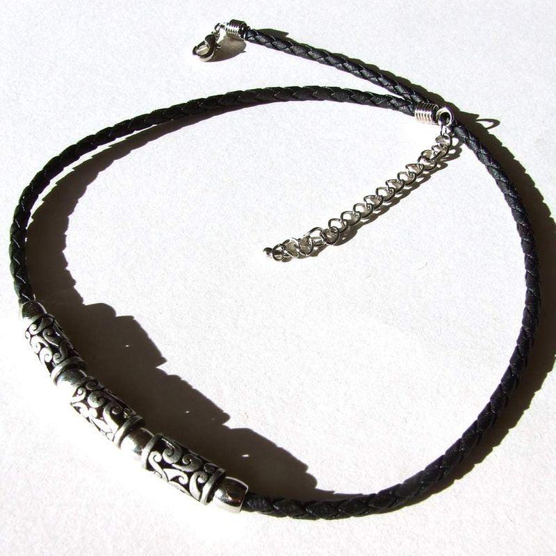 ネックレス メンズ チョーカー 人気 レザー風 シンプル ブラック アジャスター付きチェーン メンズネックレス 今季ブランド