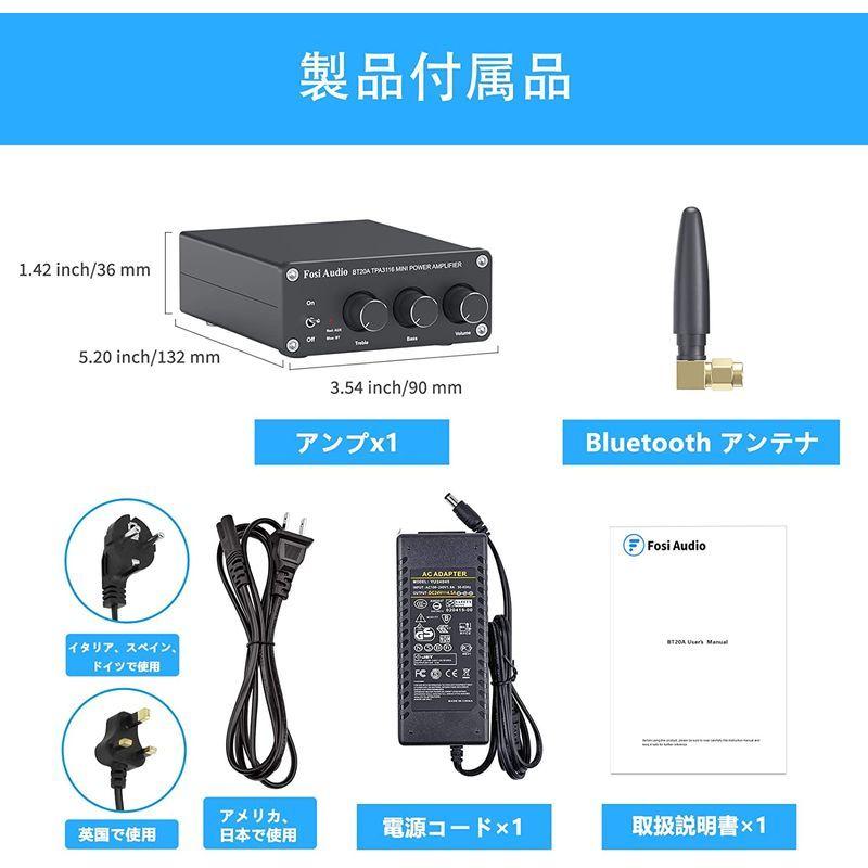 Fosi Audio Bluetooth 5.0アンプ 100W x 2ステレオ2チャンネルHi-Fi Mini 小型高低音オーディオアンプ｜bigisland11｜07