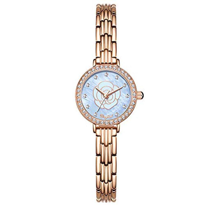 Rorios 時計 レディース 腕時計 花 マザーオブパールの文字盤 キラキラ ダイヤモンド ブレスレット風 生活防水 おしゃれ かわいい 通販
