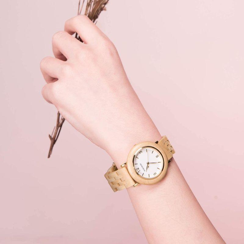 BOBO BIRD 木製腕時計 女性用 軽量木製腕時計 アナログクォーツ 女性用 手作り 天然 レディース 木製腕時計 カジュアルドレス腕時｜bigisland11｜07