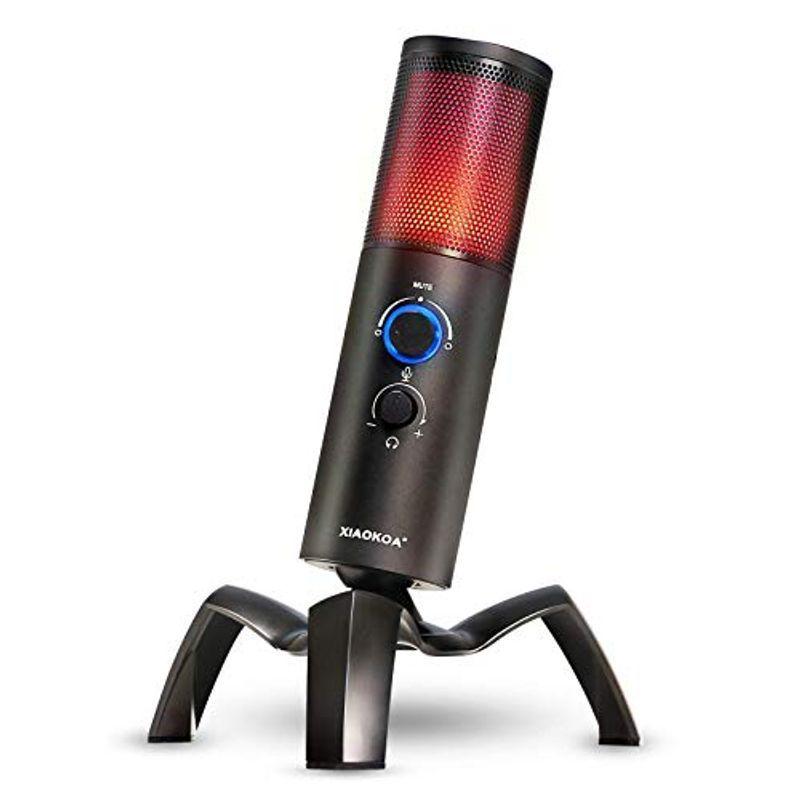 売れ筋 コンデンサーマイク Usb Xiaokoa Pcマイク 二種指向 ミュート機能 イヤホン出力 イヤホン音量調整 Rgbライティング ゲーマー 豪華 Turningheadskennel Com