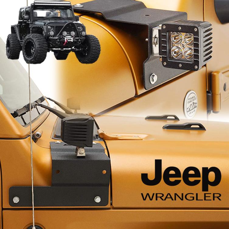 ジープラングラーJL グラディエーターJT カウルピラーポッドライトマウントフロント LEDライトブラケット サハラ・ルビコン スポーツスポーツ