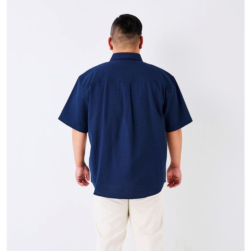 大きいサイズ メンズ H by FIGER CVC オックス 斜め切替 半袖シャツ 3L