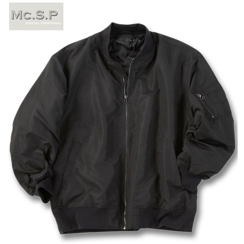 大きいサイズ メンズ Mc.S.P ポリピーチ 薄中綿 MA-1 ジャケット 3L 4L