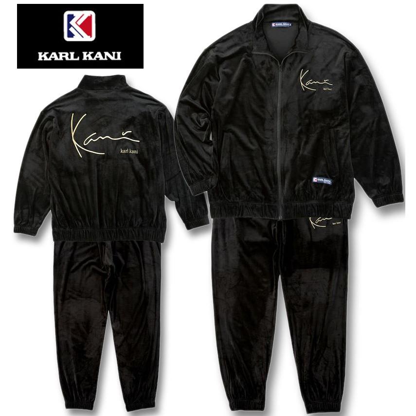 大きいサイズ メンズ KARL KANI ベロア セット ブラック 1276-5310-2 3L 4L 5L 6L 8L Karl Kani（カールカナイ） 大きいサイズ メンズ ベロア 上下セット 3L