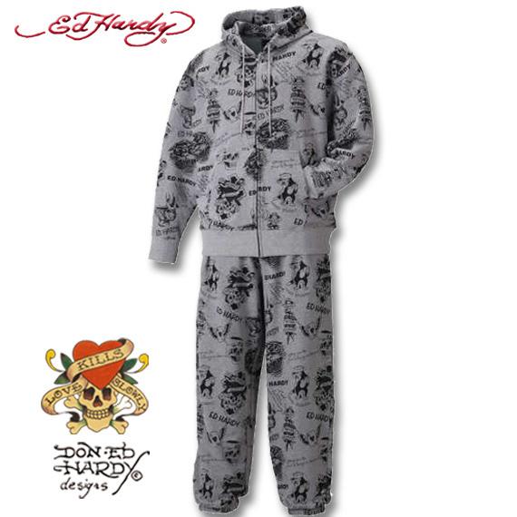 50 Off 大きいサイズ メンズ Ed Hardy 裏毛総柄プリントフルジップパーカー 上下セット 3l 4l 5l 6l 爆売り Atempletonphoto Com