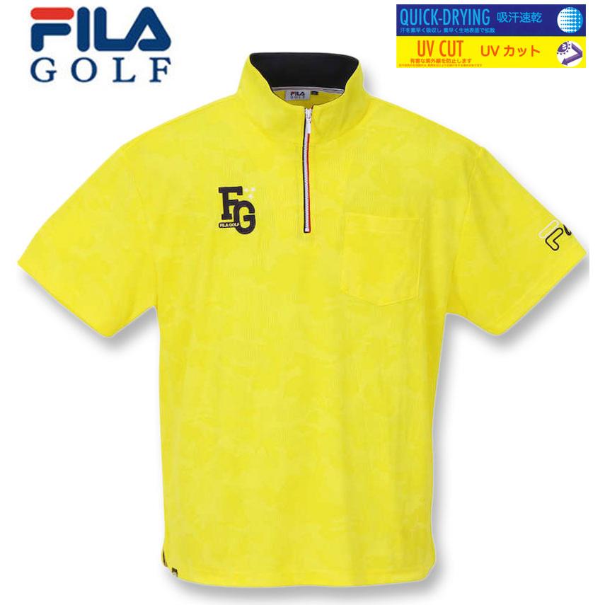 大きいサイズ FILA GOLF ジャガードハーフジップ半袖シャツ 3L 4L 5L 6L ラッピング可 送料無料 即日発送 FILA GOLF 大きいサイズ メンズ ジャガードハーフジップ半袖シャツ 3L