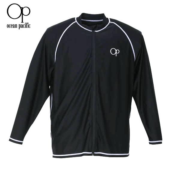 大きいサイズ メンズ OCEAN PACIFIC 長袖 フルジップ ラッシュガード ブラック 1278-3298-1 3L 4L 5L 6L 8L Ocean Pacific（オーシャンパシフィック） 大きいサイズ メンズ 長袖