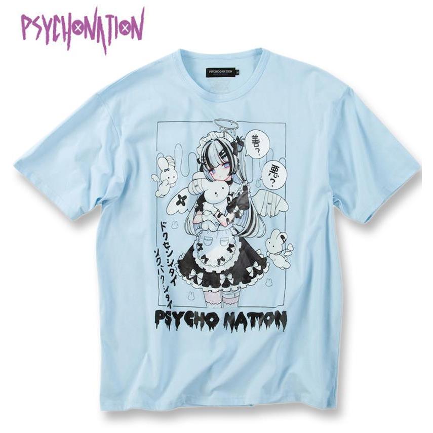 大きいサイズ メンズ PSYCHO NATION サイコ×寝田ルネ メイド 半袖 T