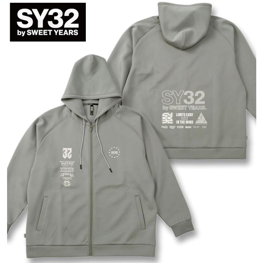 大きいサイズ SY32 by SWEET YEARS ダブルニットマルチロゴフルジップパーカー 3L 4L 5L 6L グレー ラッピング可 送料無料 即日発送 SY32 by SWEET YEARS（エスワイサーティトゥバイスィートイヤーズ