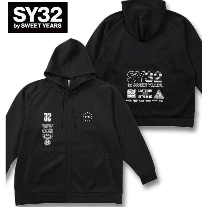 【SY32 SWEET YEARS】メンズ フルジップパーカー XL ブラック スウェット パーカー メンズ フルジップ フーディ SY32 by SWEET YEARS