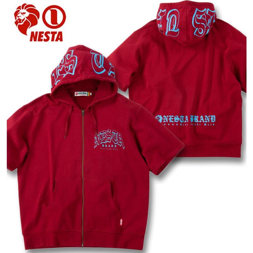 【日本製】希少 ネネット にゃー プルオーバーパーカー 大きいサイズ XL NESTA BRAND（ネスタブランド） 大きいサイズ メンズ 半袖 フルジップ