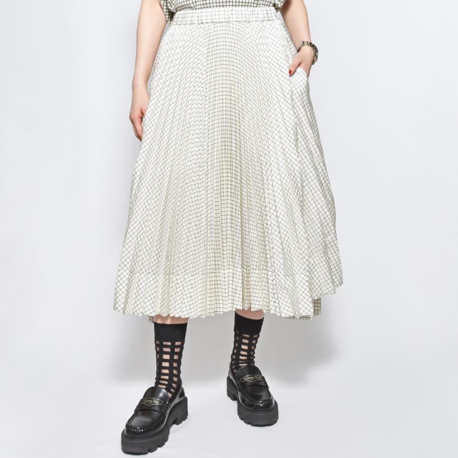 PLAN Cプラン シー GOCAD30E0Z/TP106 ノートブックチェックタフタプリーツミディスカート | 