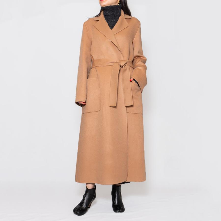 manzoni24マンゾーニ 22M1040/DB1 ウール×カシミア ベルテッドコート 