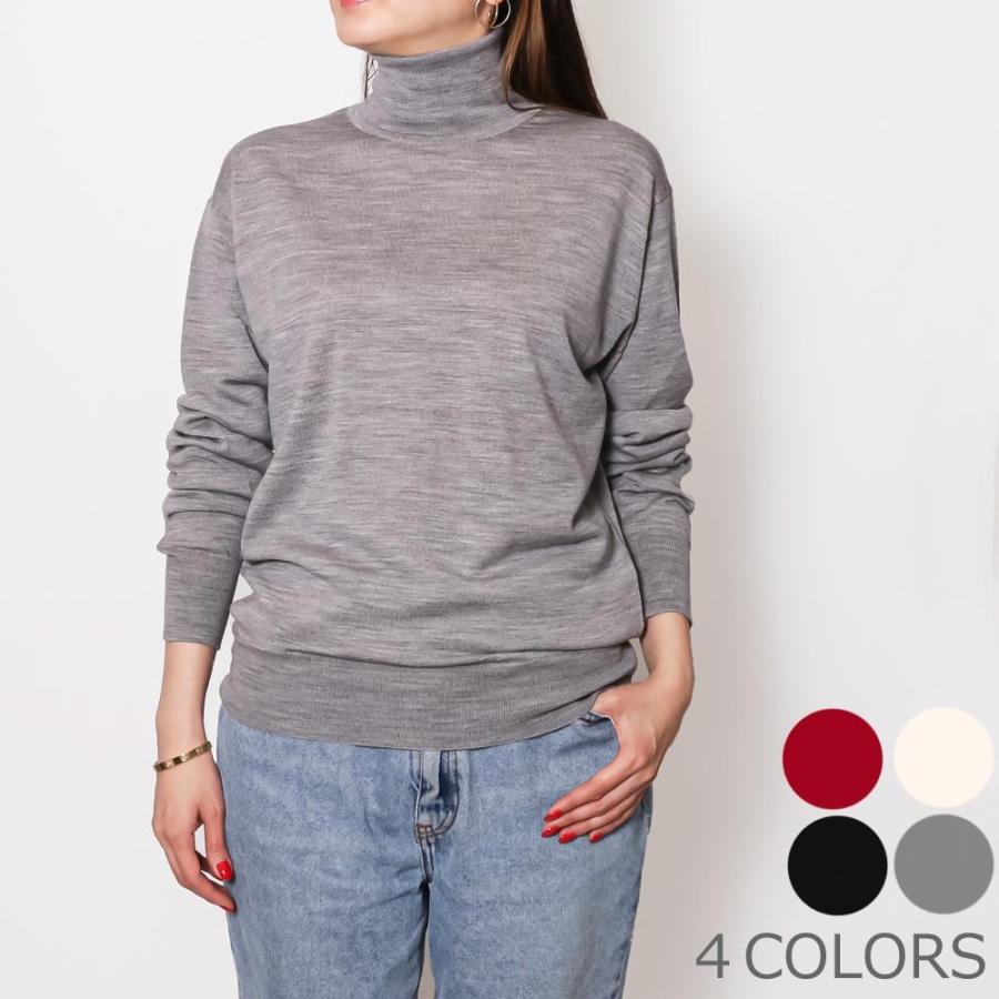 ジョンスメドレー 30G ハイゲージ タートルネックニット ウール グレー M