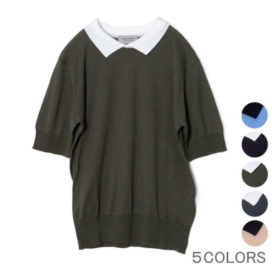 美品 JOHN SMEDLEY 七分袖 クレリックニット S 英国製 バイカラー JOHN SMEDLEY｜ジョンスメドレー日本公式