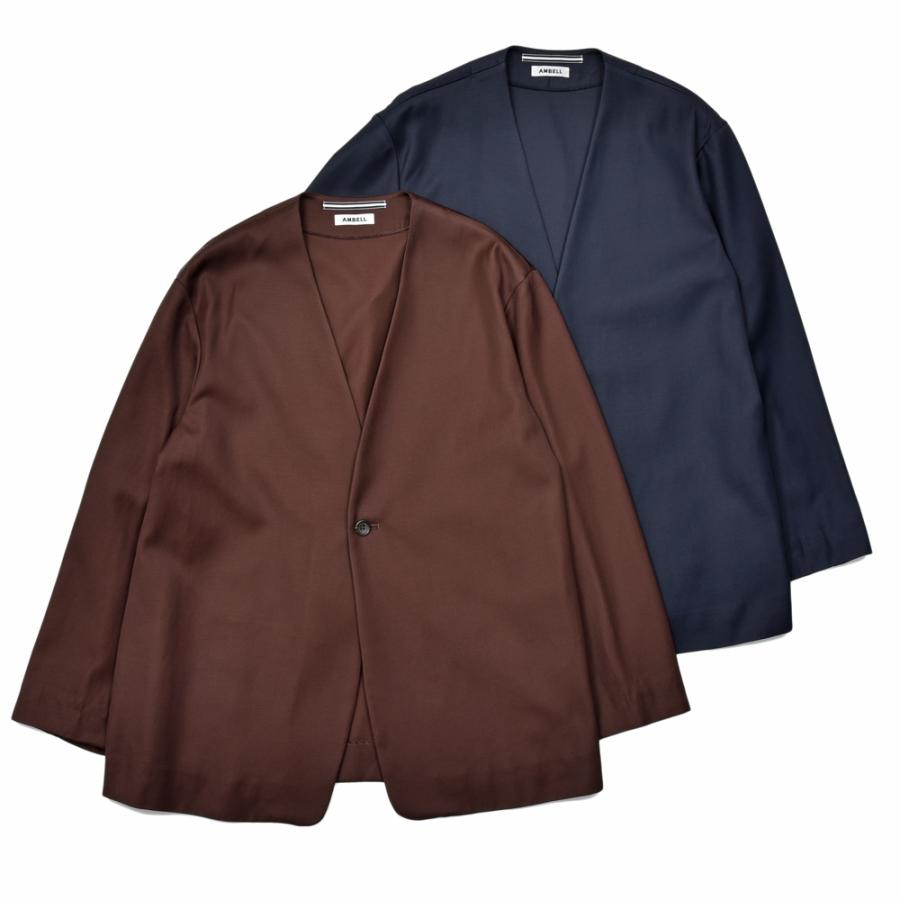 AMBELLアンベル <br>KEY PIECE レーヨンコットンツイルノーカラー1Bジャケット 0003511  genderless　27051700163 | 