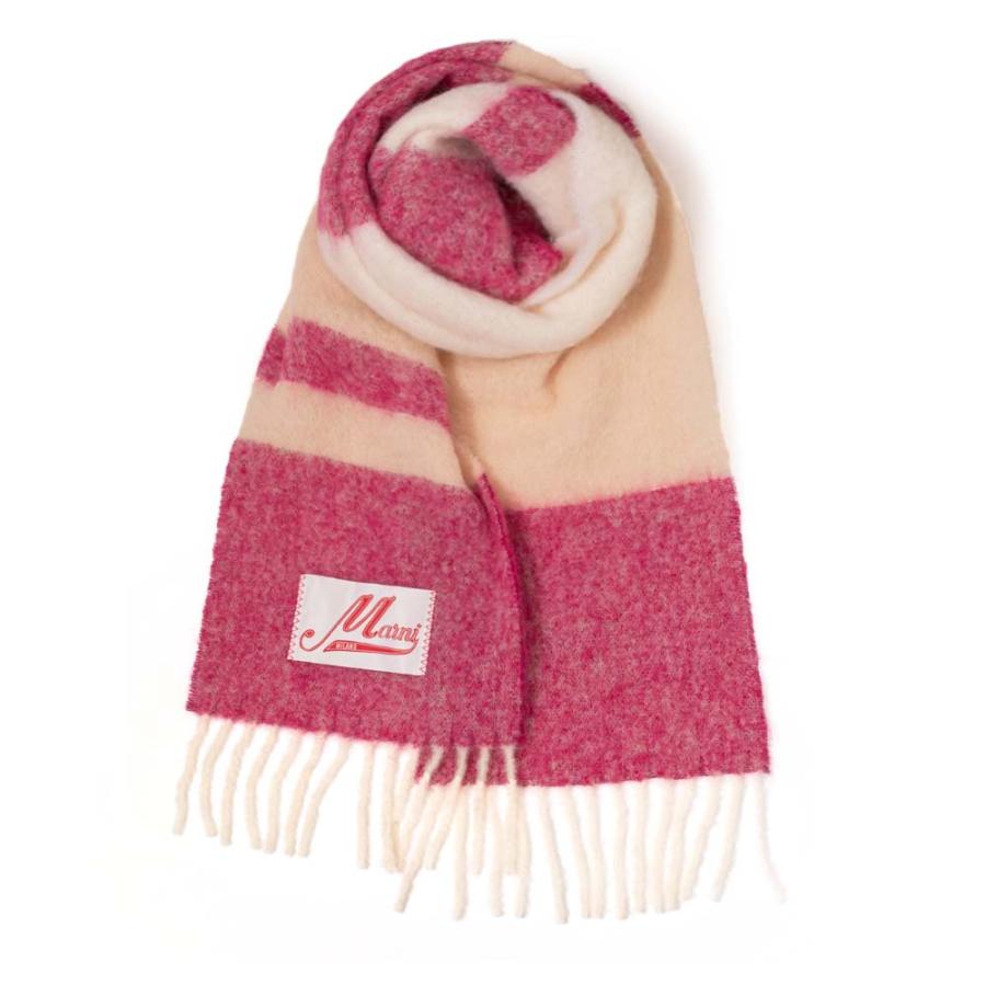 MARNIマルニ SCMC0062Y0/UTW922 モヘア×アルパカ ストライプマフラー
