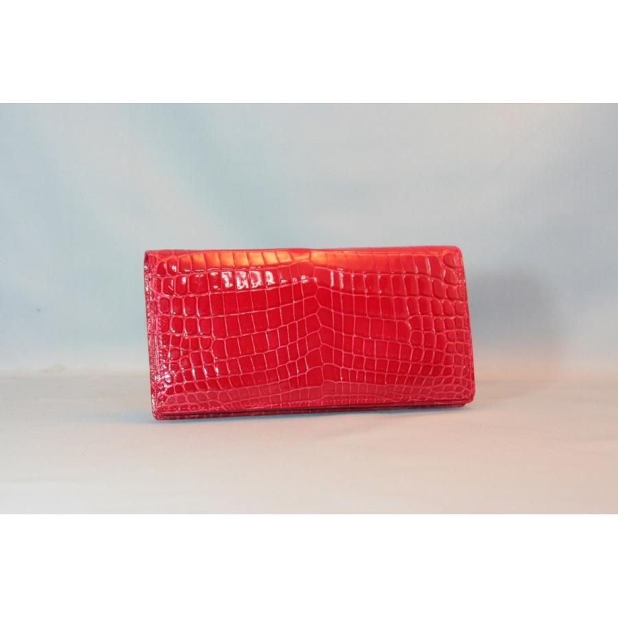 クロコダイル　長財布　センター取り　小銭入れ付き　日本製　レッド |  | 01