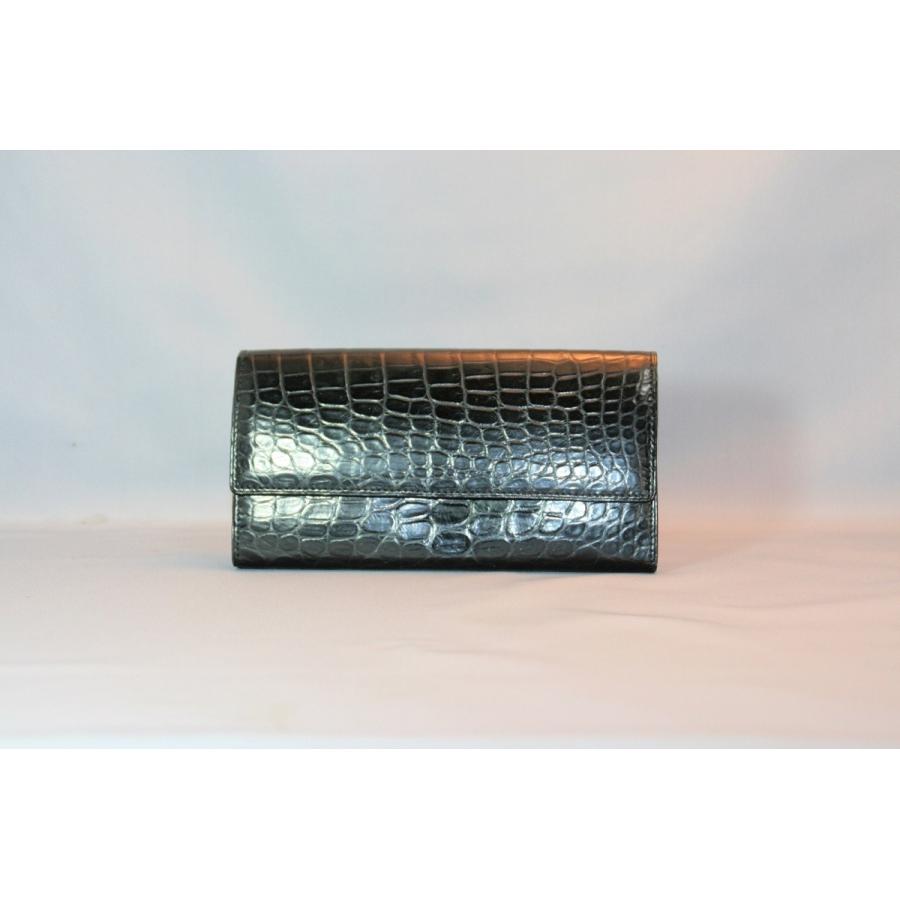 マットクロコダイル　長財布　小銭入れ付き　日本製　ブラック | 