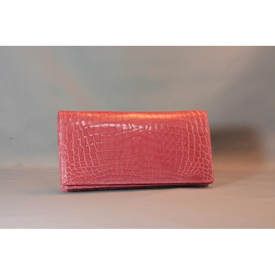 クロコダイル　長財布　センター取り　小銭入れ付き　日本製　ピンク　 |  | 01