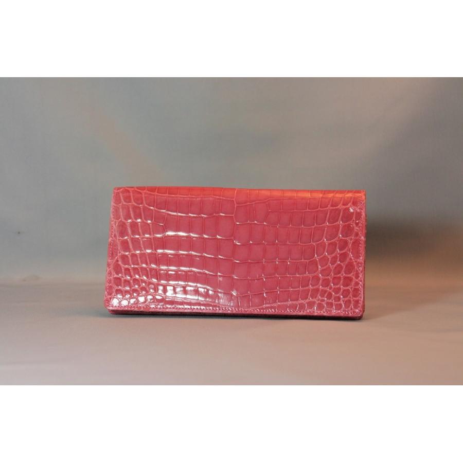 クロコダイル　長財布　センター取り　小銭入れ付き　日本製　ピンク　 |  | 02