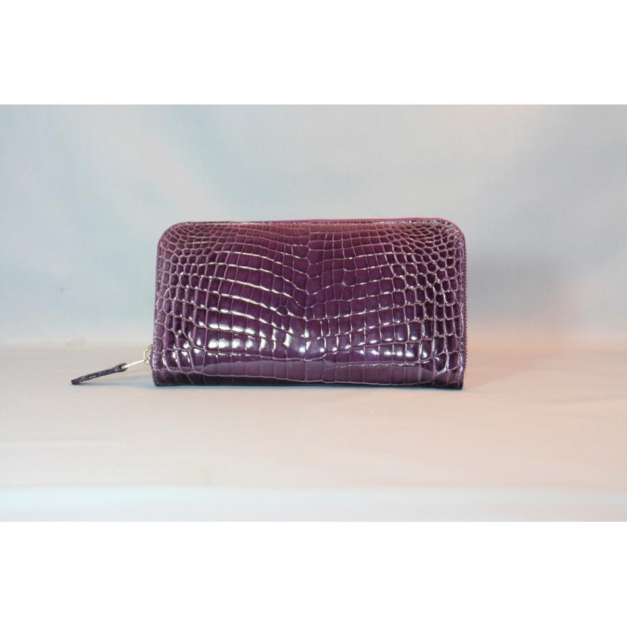 クロコダイル　シャイニング　ラウンドファスナー　センター取り　日本製　パープル | 